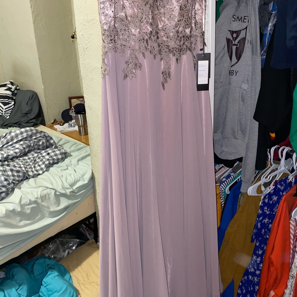 Mauve lace and chiffon dress
